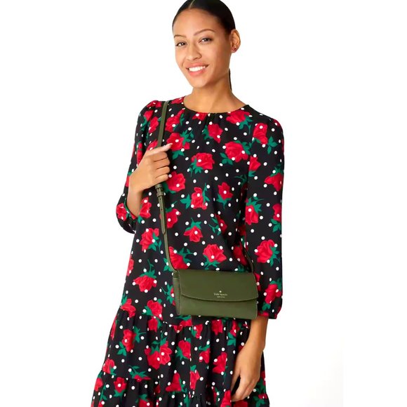 New Kate Spade Dana Small Flap Crossbody Saffiano Enchanted Green - Picture 2 of 5